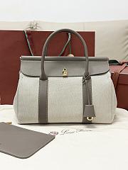 Loro Piana Loom bag L32 Cotton Linen Natural/Almond Tree/Sun Gold (B5UW) - 33x23x18cm - 1