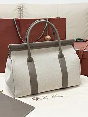 Loro Piana Loom bag L32 Cotton Linen Natural/Almond Tree/Sun Gold (B5UW) - 33x23x18cm - 2