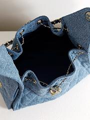 Chanel 25 Small Handbag Washed Denim & Gold-Tone Metal Blue AS5293 - 30x26x14cm - 6