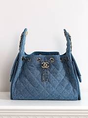 Chanel 25 Small Handbag Washed Denim & Gold-Tone Metal Blue AS5293 - 30x26x14cm - 5