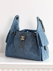 Chanel 25 Small Handbag Washed Denim & Gold-Tone Metal Blue AS5293 - 30x26x14cm - 4