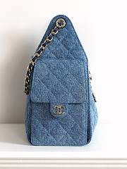 Chanel 25 Small Handbag Washed Denim & Gold-Tone Metal Blue AS5293 - 30x26x14cm - 3