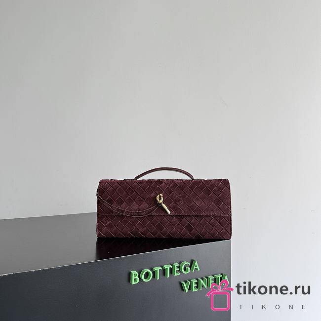 Bottega Veneta Andiamo Clutch Intrecciato Suede Leather Deep Mahogany - 31x13x3cm - 1