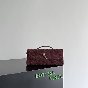 Bottega Veneta Andiamo Clutch Intrecciato Suede Leather Deep Mahogany - 31x13x3cm