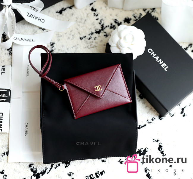 Chanel Charm Envelope Card Case Burgundy  - 1