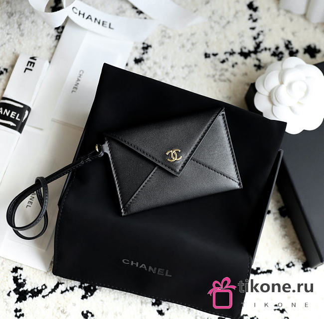 Chanel Charm Envelope Card Case Black - 1