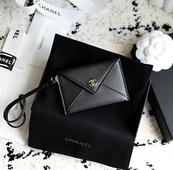 Chanel Charm Envelope Card Case Black