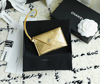 Chanel Charm Envelope Card Case Gold