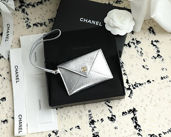 Chanel Charm Envelope Card Case Silver