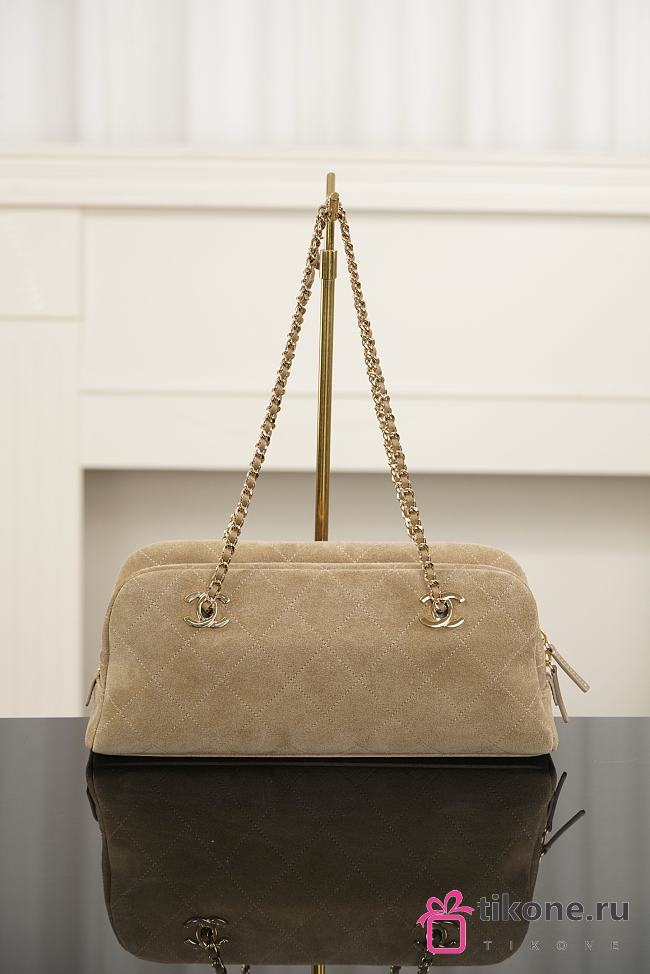Chanel Suede Calfskin & Gold-Tone Metal Dark Beige - 33x15x10cm - 1
