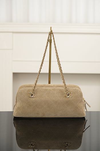 Chanel Suede Calfskin & Gold-Tone Metal Dark Beige - 33x15x10cm