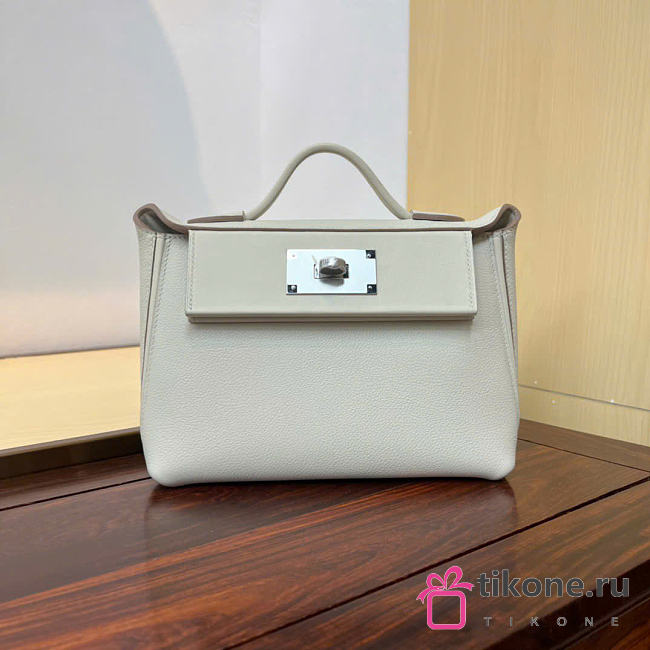 Hermes Mini 24/24 Bag and Swift Silver Hardware White - 24cm - 1
