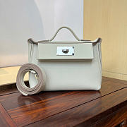 Hermes Mini 24/24 Bag and Swift Silver Hardware White - 24cm - 5