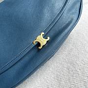 Celine Halfmoon Soft Triomphe Bag In Supple Shiny Lambskin Teal Blue - 46x19x10cm - 6