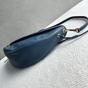 Celine Halfmoon Soft Triomphe Bag In Supple Shiny Lambskin Teal Blue - 46x19x10cm - 4