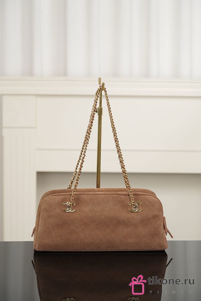 Chanel Suede Calfskin & Gold-Tone Metal Camel - 33x15x10cm - 1