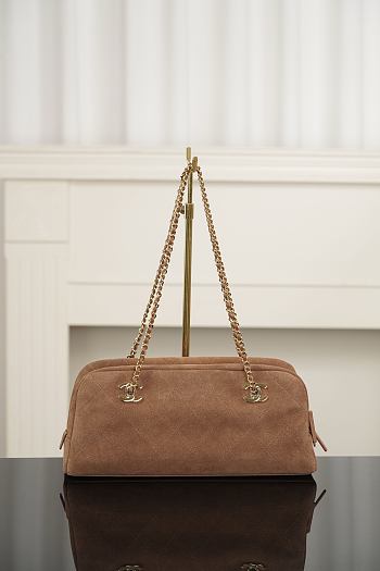 Chanel Suede Calfskin & Gold-Tone Metal Camel - 33x15x10cm