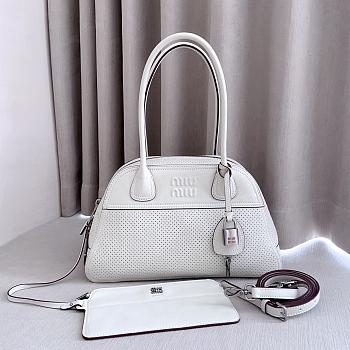 Miumiu Vivant Leather Bag Chalk White 5BB199 - 32x19.5x11cm