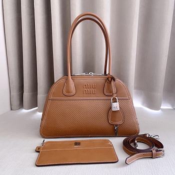 Miumiu Vivant Leather Bag Caramel 5BB199 - 32x19.5x11cm