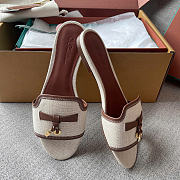 Loro Piana Summer Charms Sandal Cotton Linen Natural/Caramel Sugar (B4AU) - 5