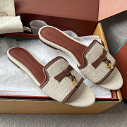 Loro Piana Summer Charms Sandal Cotton Linen Natural/Caramel Sugar (B4AU) - 4