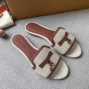Loro Piana Summer Charms Sandal Cotton Linen Natural/Caramel Sugar (B4AU) - 3