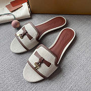 Loro Piana Summer Charms Sandal Cotton Linen Natural/Caramel Sugar (B4AU) - 2