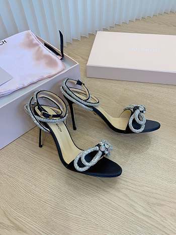 Mach&Mach Double Bow Satin Sandals Black 95mm
