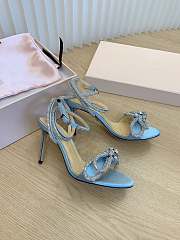 Mach&Mach Double Bow Satin Sandals Light Blue 95mm - 1