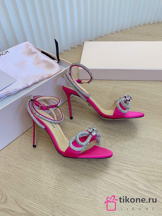 Mach&Mach Double Bow Satin Sandals Fuchsia 95mm - 1