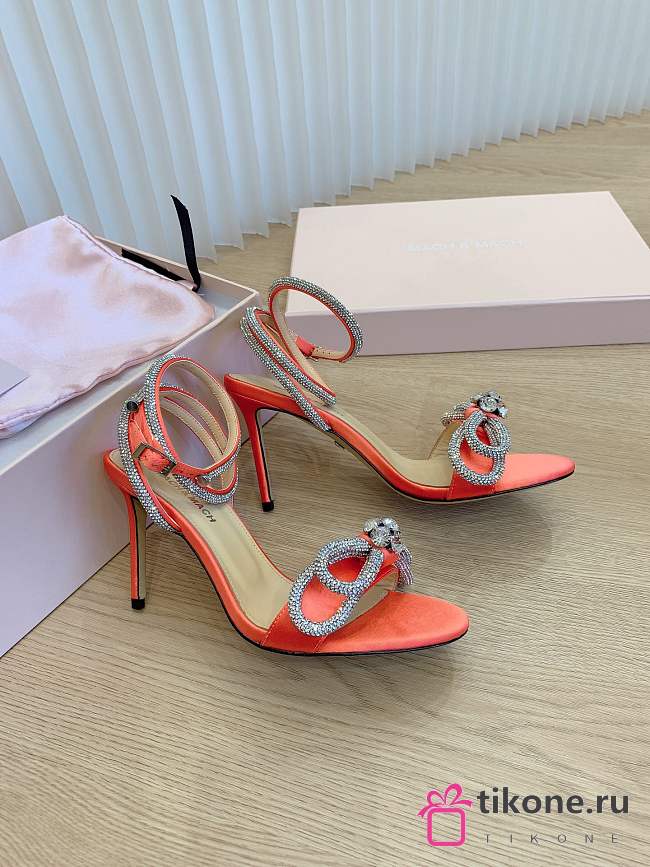 Mach&Mach Double Bow Satin Sandals Orange 95mm - 1