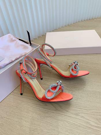 Mach&Mach Double Bow Satin Sandals Orange 95mm