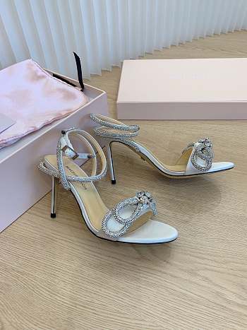 Mach&Mach Double Bow Satin Sandals White 95mm