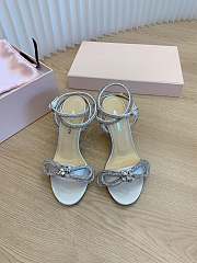 Mach&Mach Double Bow Satin Sandals White 95mm - 4
