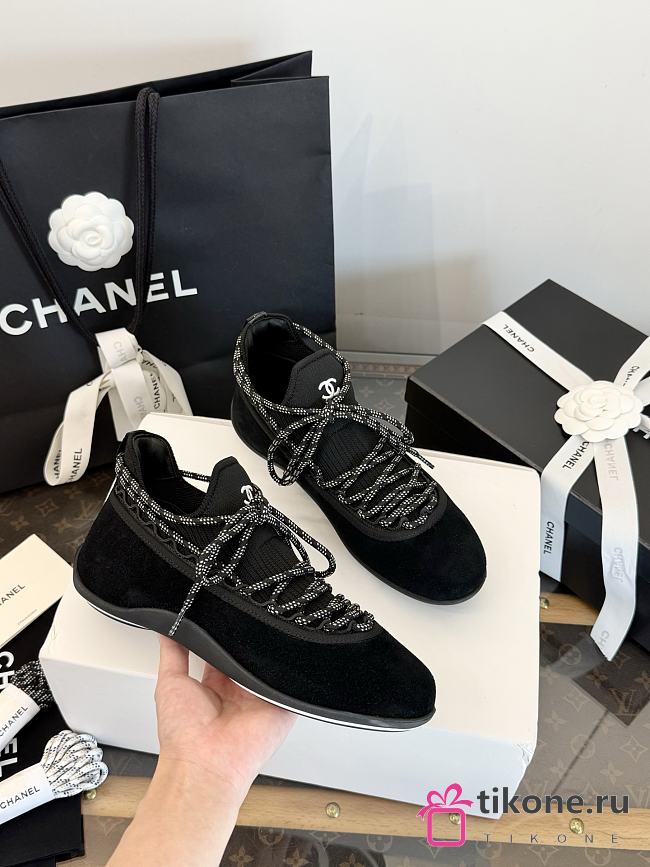 Chanel Sneakers Lambskin & Mixed Fibers Black G47411 - 1
