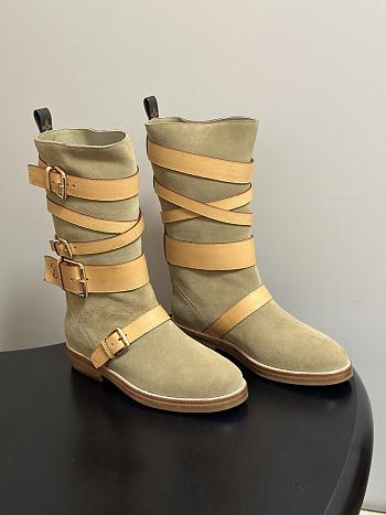 LV Amiral Flat Boot Suede Beige 1AK3QR