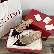 VLTN Rockstud Patent-Leather Mule Black/Poudre - 3
