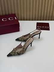 Gucci Donna Slingback Pump Sand and Dark Brown GG Canvas 80mm - 3