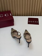 Gucci Donna Slingback Pump Sand and Dark Brown GG Canvas 80mm - 2