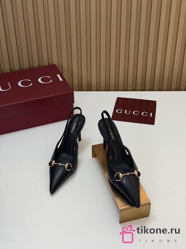 Gucci Donna Slingback Pump Black Leather 80mm - 1