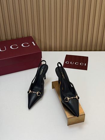 Gucci Donna Slingback Pump Black Leather 80mm