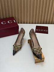 Gucci Donna Pump Sand and Dark Brown GG Canvas 80mm - 1