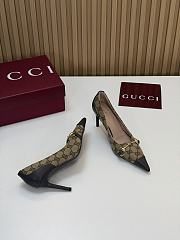 Gucci Donna Pump Sand and Dark Brown GG Canvas 80mm - 6