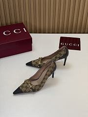 Gucci Donna Pump Sand and Dark Brown GG Canvas 80mm - 2