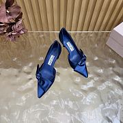 Jimmy Choo Issy Pump 50 Lagoon Satin Sandals with Oversized Bow - 5