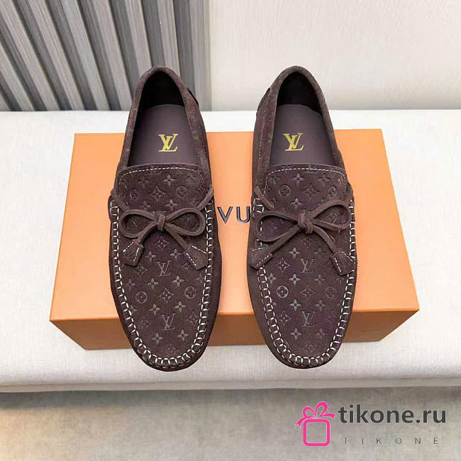 LV Driver Moccasin Suede Calf Leather Brown - 1