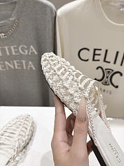 Celine Scoobie Braided Mule In Goatskin White - 6