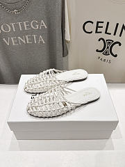Celine Scoobie Braided Mule In Goatskin White - 5