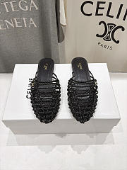 Celine Scoobie Braided Mule In Goatskin Black - 1