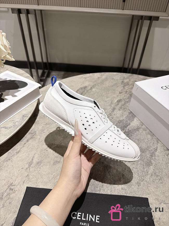 Celine Soft Sneaker In Stretch Lambskin, Suede Calfskin And Lambskin White - 1